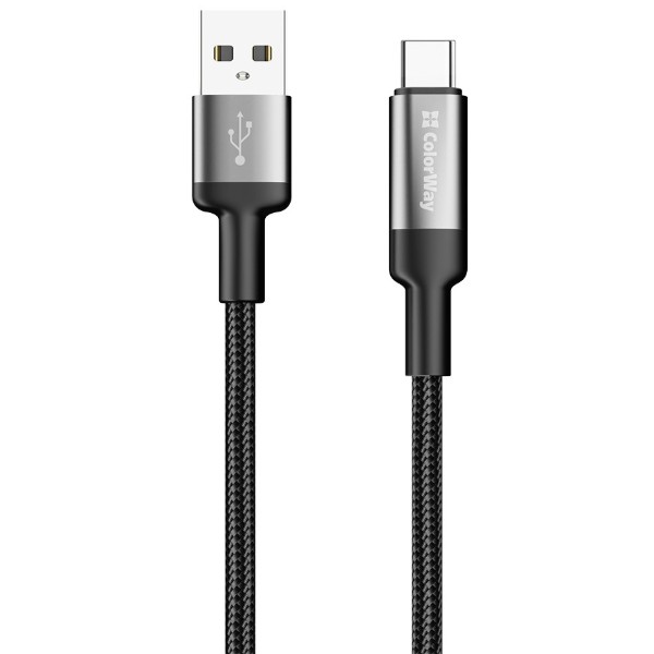 Фото - Кабель Colorway USB - Type-C (braided wire) 6А 1м Black (CW-CBUC096-BK)